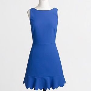 J Crew Factory Blue Scallop Hem Dress